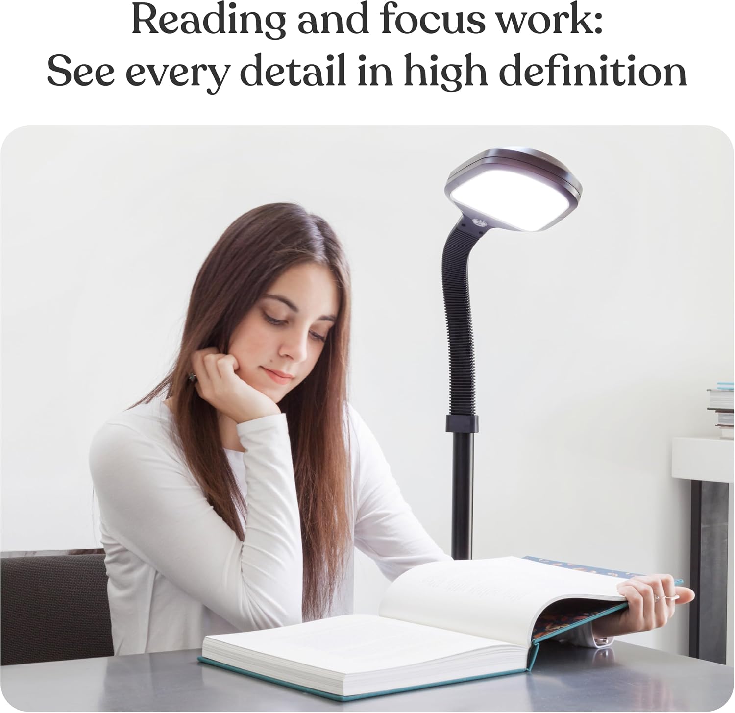 Brightech Litespan - Bright LED Floor Reading Lamp for Over Chair Crafts and Reading, Esthetician Light for Lash Extensions, Gooseneck Adjustable Standing Lamp for Living Room, Bedroom, Office - Black