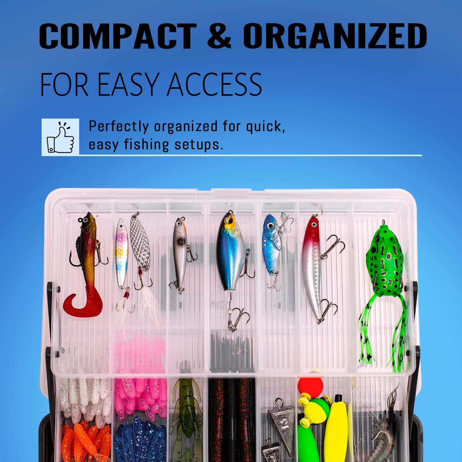 Large 3-Layer Fishing Tackle Box Lures with Tackle Included 448 Pcs