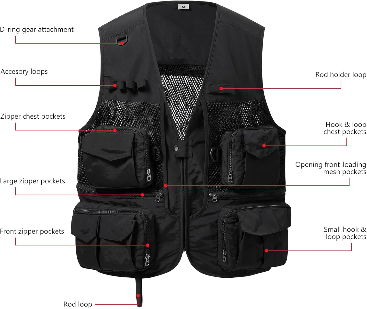 BASSDASH Men's Women's Utility Fishing Cargo Vest Outdoor Safari Photography Work Vest with Multi Pockets Mesh Back FV14