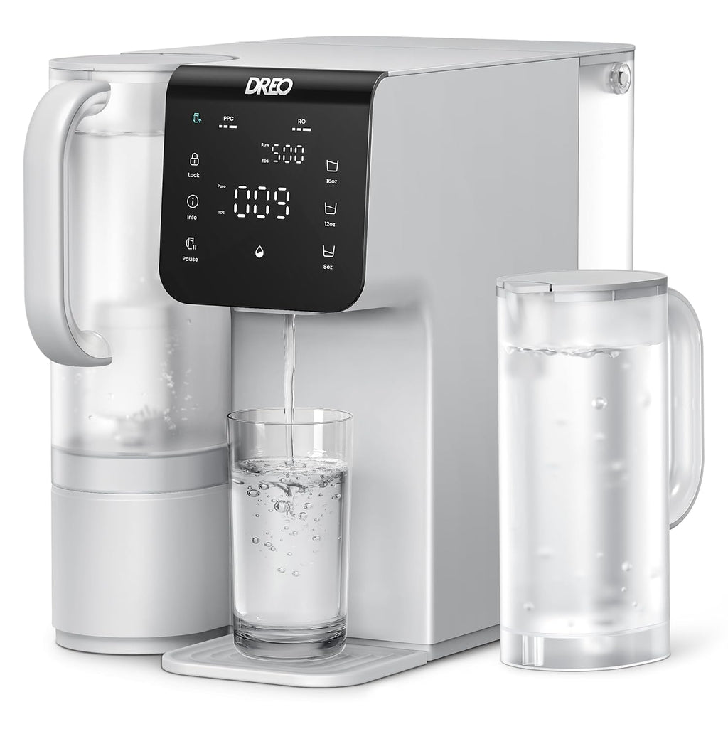 DREO Reverse Osmosis Water Filter Countertop, 7-Stage RO Water Filtration System, Installation-Free, Reduce TDS, Water Filter Pitcher for Home, Kitchen, 3:1 Pure to Drain, WF511