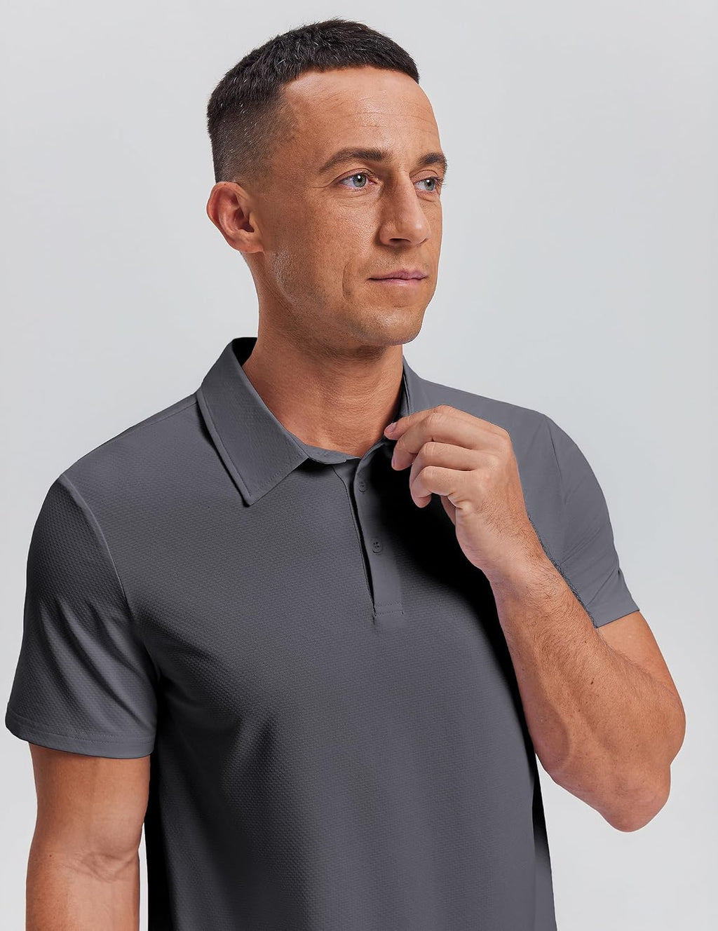 PINSPARK Men's Golf Polo Shirts UPF 50+ Moisture Wicking Collared Shirts