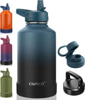 CIVAGO 64 oz Insulated Stainless Steel Water Bottle With Straw and 3 Lids