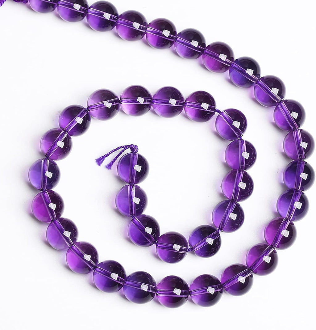 8MM 46PCS Natural Stone Clean Amethyst 3A Grade Crystal Loose Beads for Jewelry Making DIY Bracelet