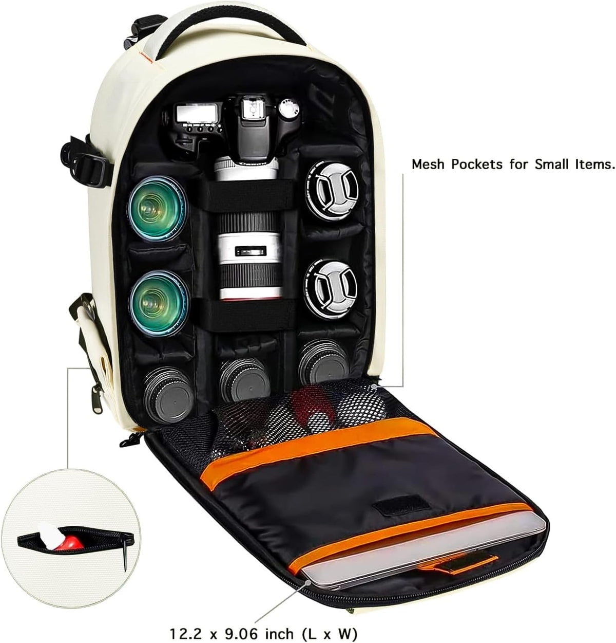 MOSISO Camera Backpack,Photography Backpack Padded Camera Bag, Beige