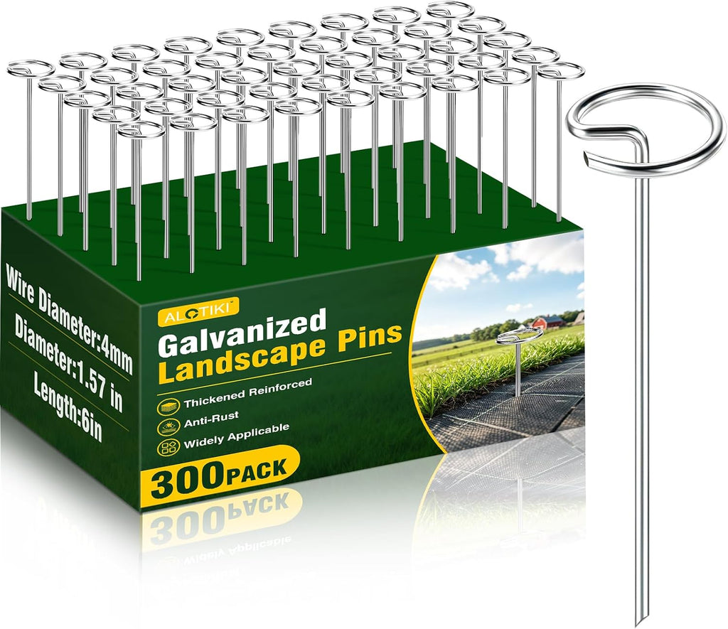 ALOTIKI Landscape Staples, 300Pcs 6 Inch Galvanized Landscape Fabric Stakes