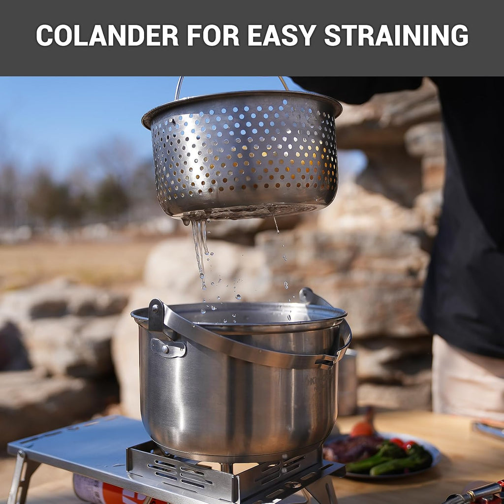 KingCamp Camping Cookware Set, 304 Stainless Steel Camping Pot for 4-6