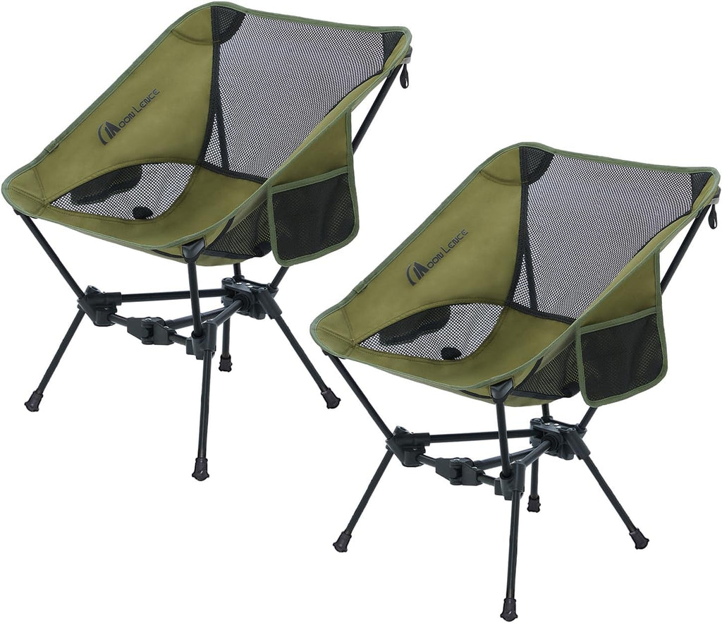 MOON LENCE Portable Camping Chair Backpacking Chair - The 4th Generation Ultralight Folding Chair - Compact, Lightweight Foldable Chairs for Hiking Mountaineering, Beach (Green-2Pack)