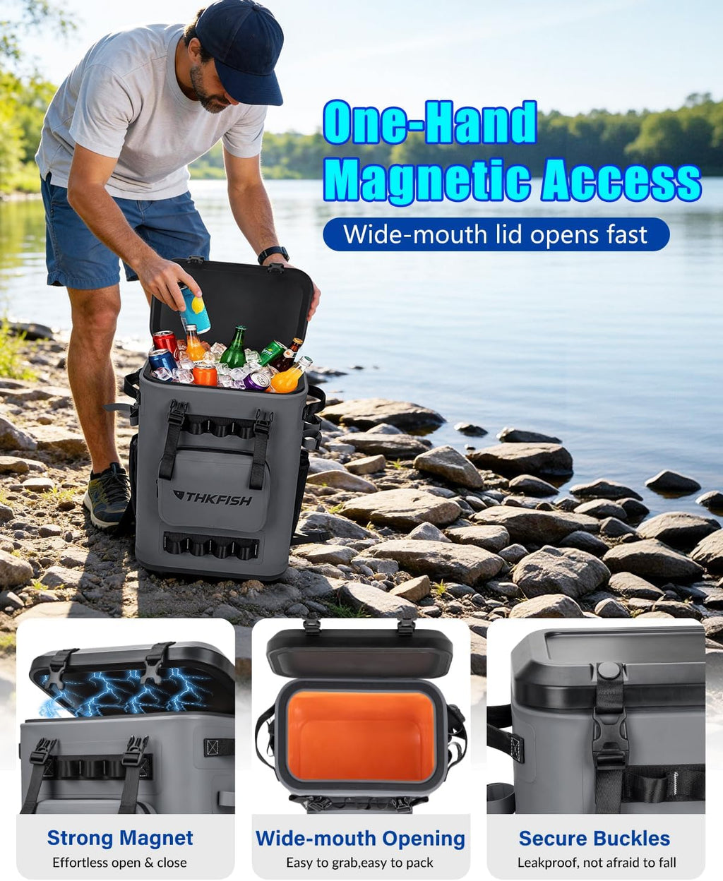 THKFISH Magnetic Backpack Cooler Insulated Leak Proof for Men Camping