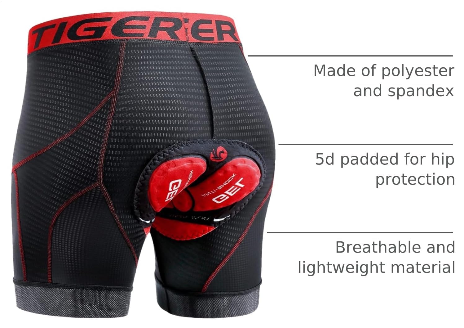 X-TIGER Men's Cycling Underwear Shorts 5D Padded Gel,MTB Biking Shorts Pants with Breathable,Adsorbent Design