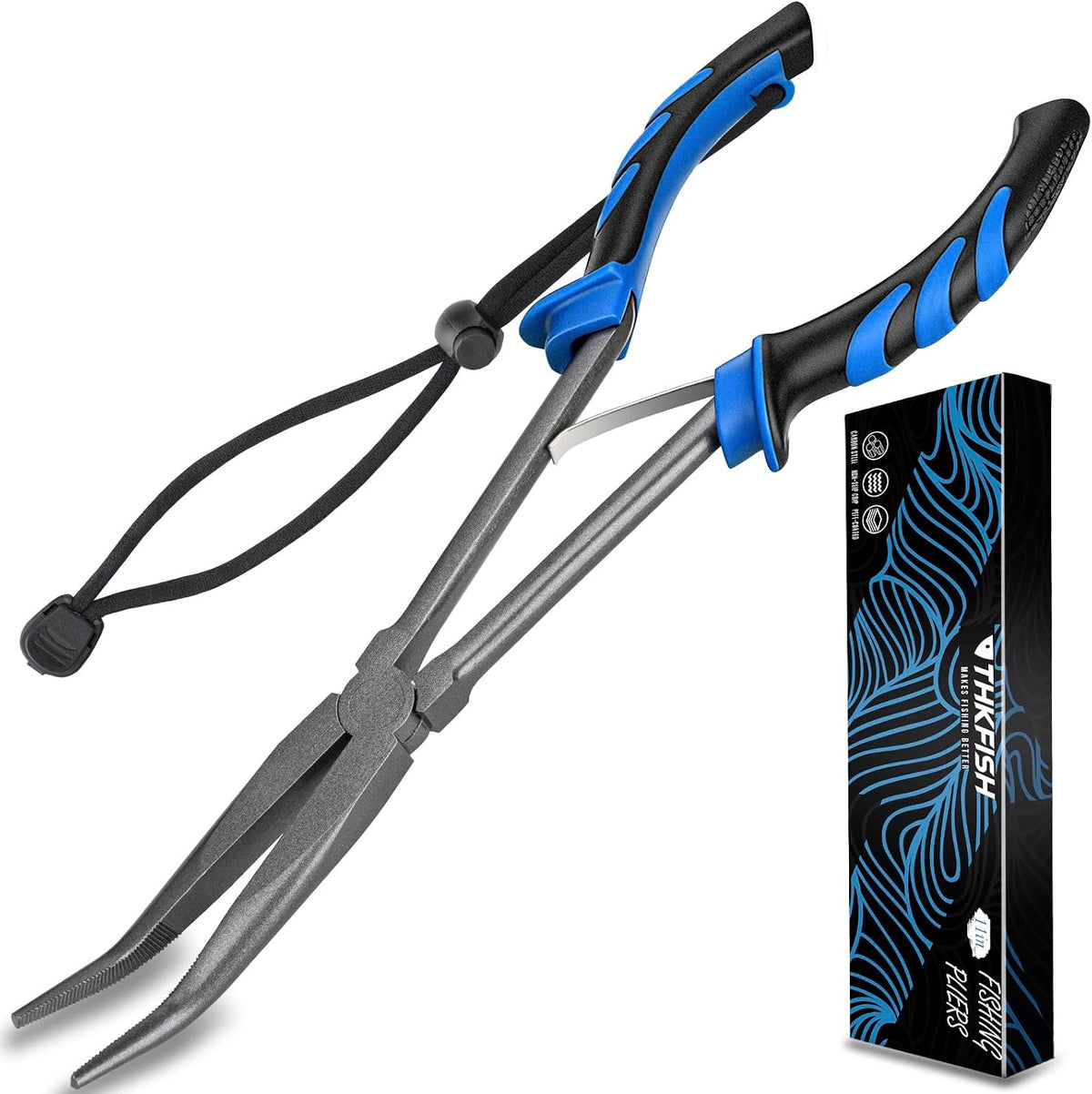 THKFISH 11" Long Nose Fishing Pliers-Saltwater Freshwater Hook Remover for Bass, Snook, Trout- Stainless Steel Corrosion-Resistant PTFE Coated Needle Nose Pliers
