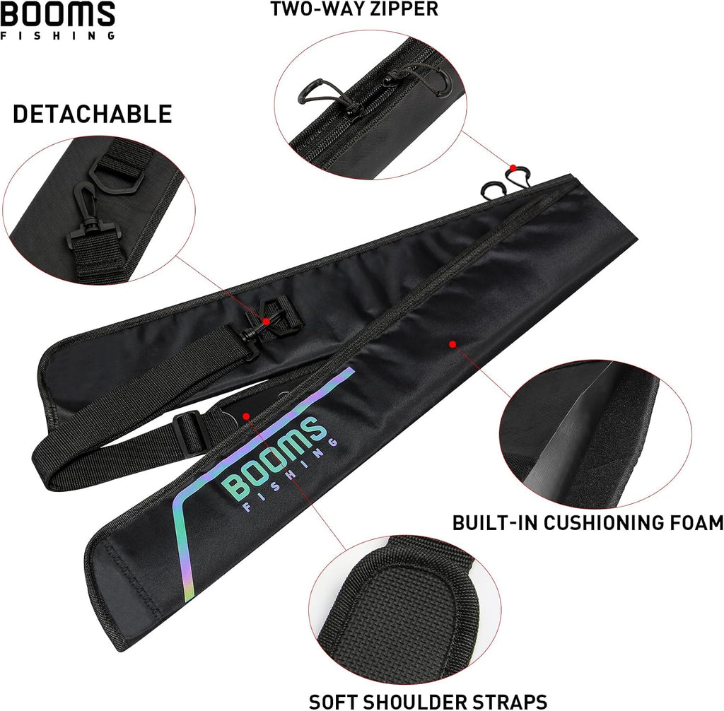 Booms Fishing PB3 4.4ft~5ft Fishing Rod Case, Portable Folded Fishing Pole Case with Sturdy Two-Way Zippers, 0.6ft/8" Extended Design Fishing Rod Bag, Store Up to 2~3 Fishing Poles, 52"~60"