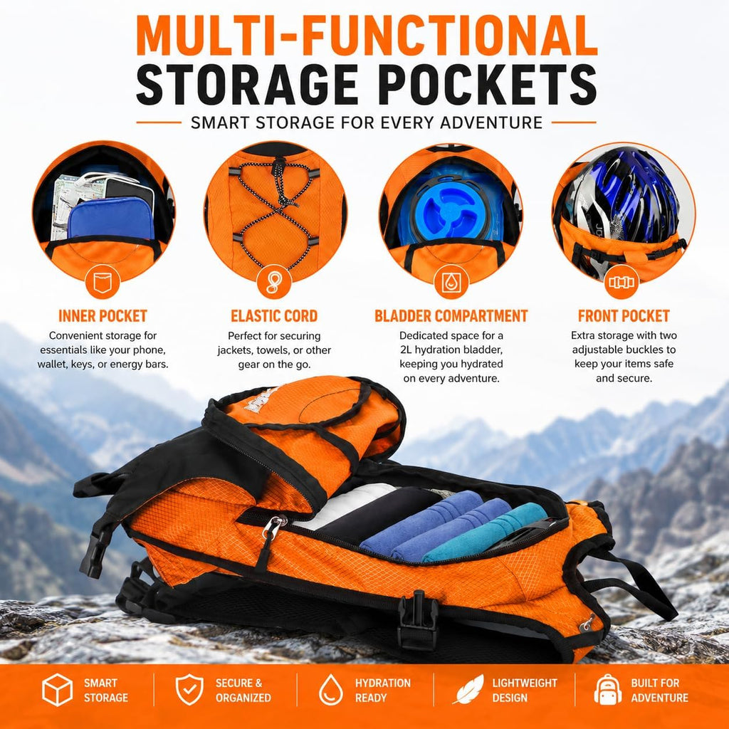 Zavothy Hydration Backpack with 2L Hydration Bladder Water Backpack for Hiking Hydration Pack for Running Cycling Hiking