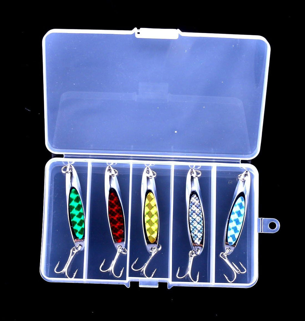 Fishing Jigs Saltwater Fishing Lures with Assist Hook Treble Hook, Jigging Lures Slow Vertical Jigs, Fishing Jigs Saltwater for Bass Tuna Salmon Sailfish Trout Grouper Snapper, 5pcs with Box