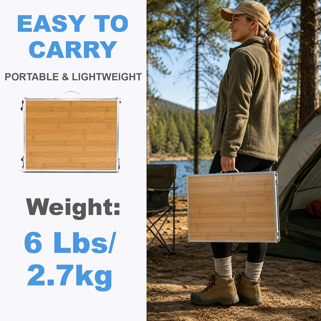 Moosinily Small Camping Table 4FT Folding Picnic Table Foldable Low Camp Table Portable Short Aluminum Outdoor Short Floor Beach BBQ Travel Yellow 47.2×15.7 inch