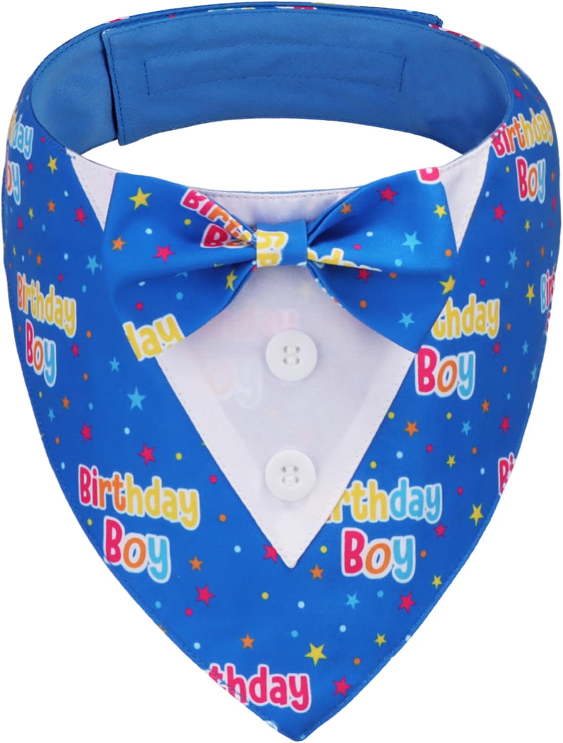 ADOGGYGO Birthday Dog Bandana with Bowtie, Blue Boy Dog Tuxedo, Large