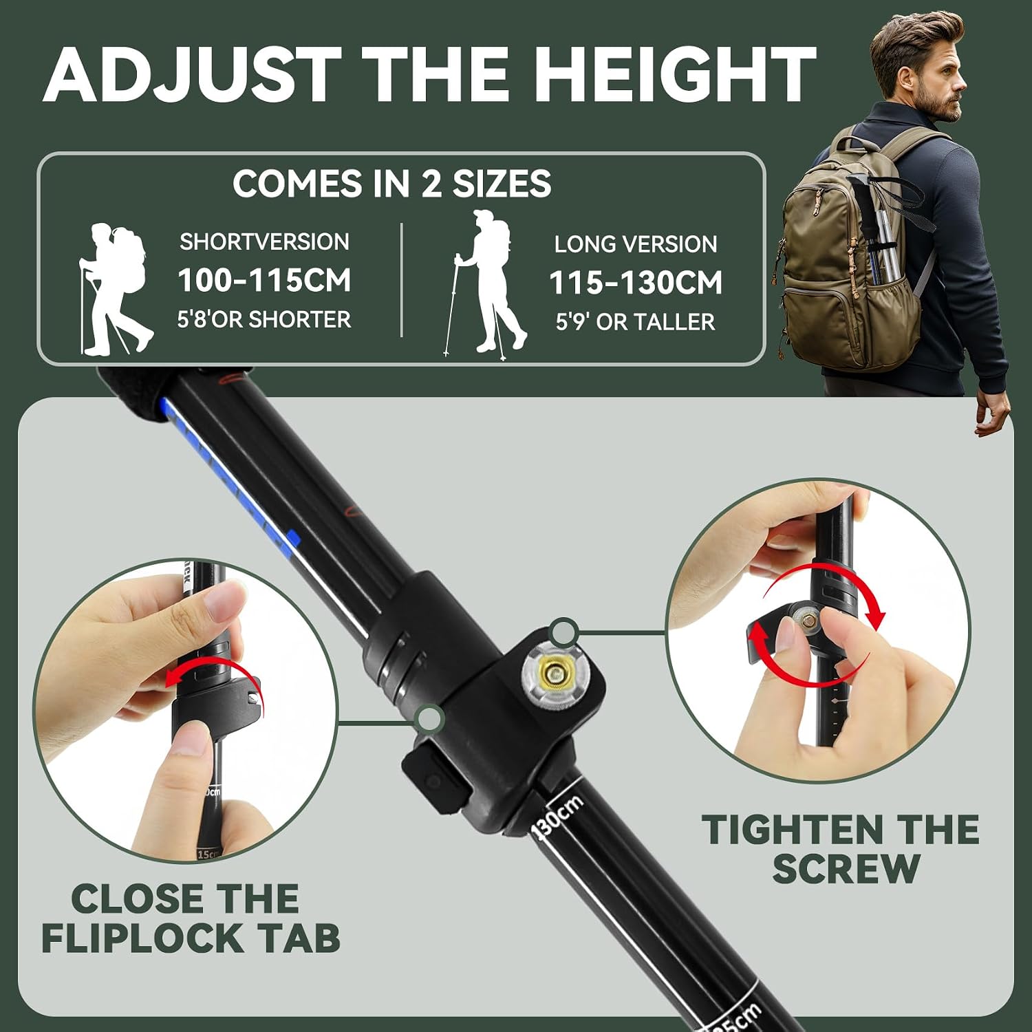 2 Pack Aluminum Trekking Poles, Tri-Fold Collapsible Walking Hiking Sticks | Adjustable, Quick-Lock, Lightweight, for Men Women Seniors Balance, Backpacking Camping Travel Gear by Underwood Aggregator