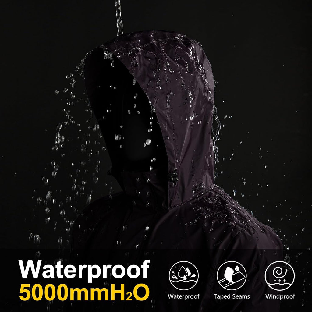 33,000ft Men's Packable Rain Jacket Lightweight Waterproof Golf Raincoat