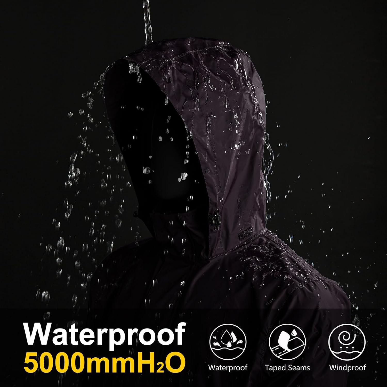 33,000ft Men's Packable Rain Jacket Lightweight Waterproof Golf Raincoat