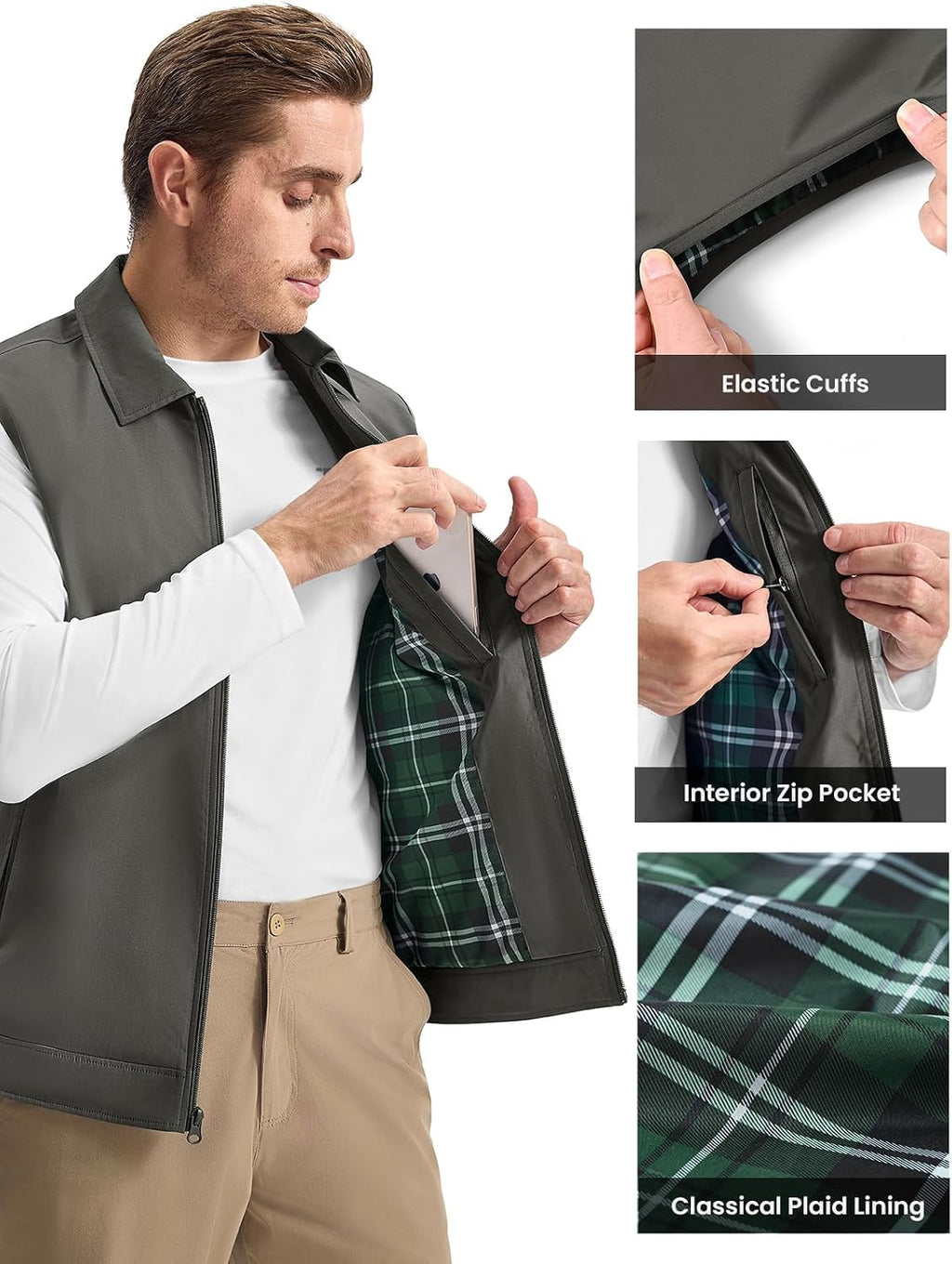 Rdruko Men's Golf Vest Lightweight Summer Casual Zip Windbreaker