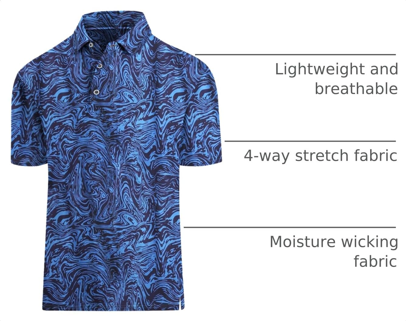 Hodaweisolp Golf Shirts for Men Dry Fit Print Short Sleeve Polo Shirt