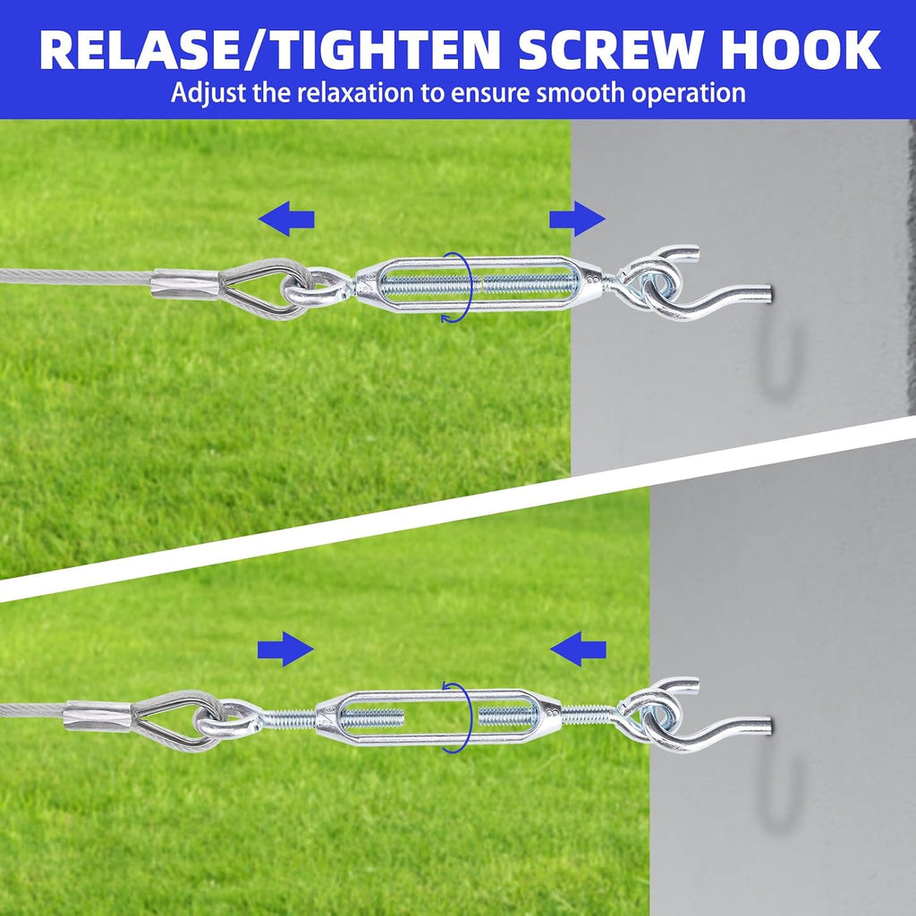 PUPTECK Outdoor Dog Run Cable for Small to Large Dogs up to 125lbs, Heavy Duty Tie Out Cable Trolley System with Runner Pulley Cable Zip Line for Yard, Camping, Long Lead Chain Leash