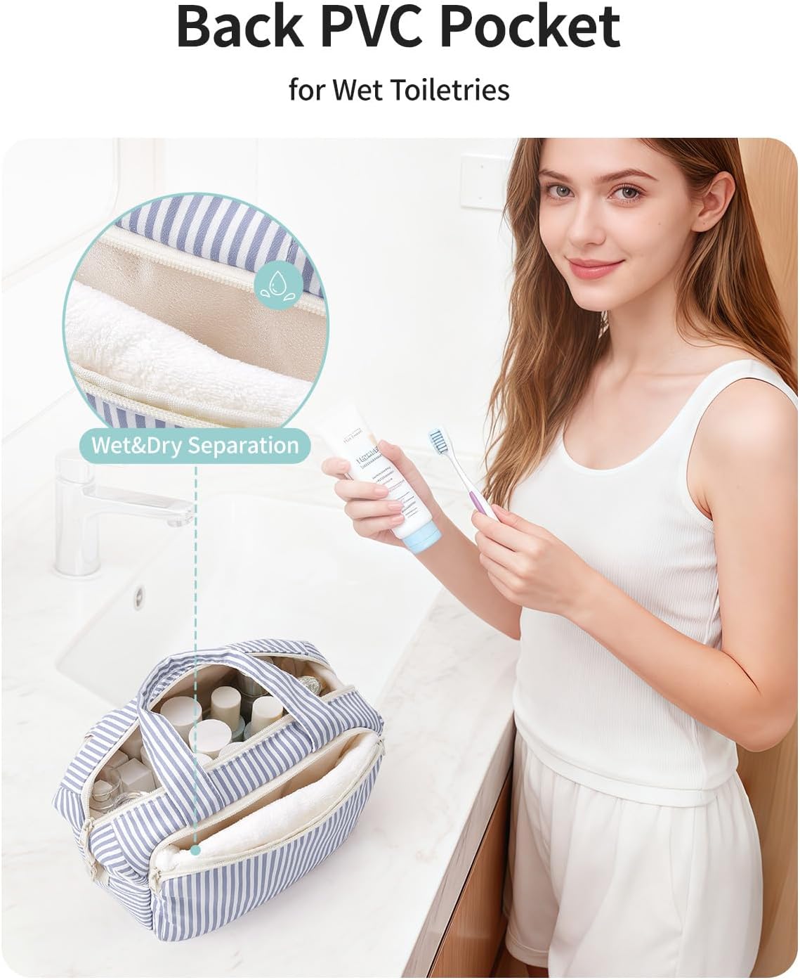 Narwey Travel Toiletry Bag for Women, Large Makeup Cosmetic Organizer Bag