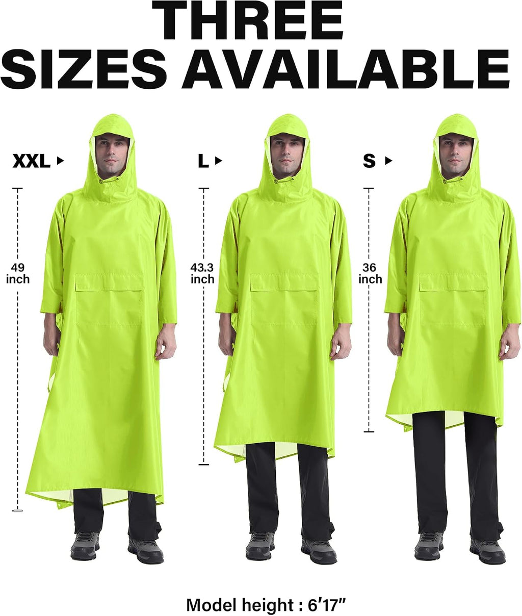 iCreek Hooded Rain Poncho Packable Waterproof Unisex Raincoat with Pocket