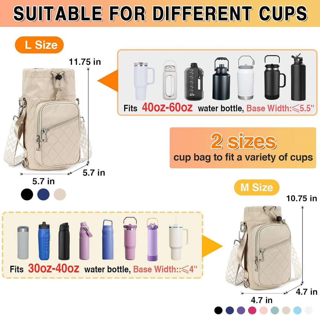 AGLOD Water Bottle Carrier Bag with Strap, Water Bottle Holder Crossbody Bags for Women Men for Walking, Hiking,Cycling