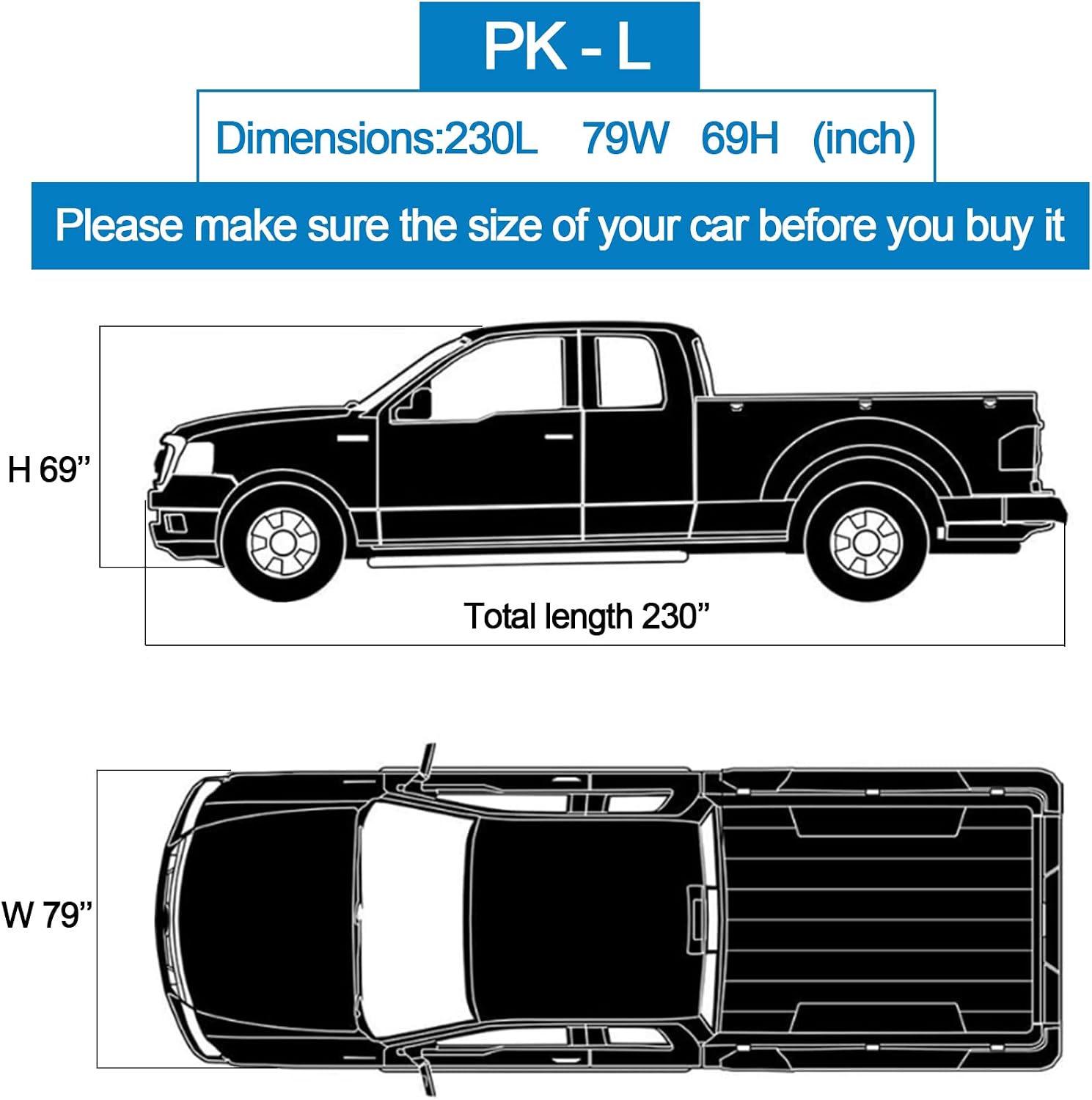 10 LayerTruck Cover Waterproof All Weather. Pickup Truck Cover Rain Snow UV Dust Protection. Length: 221-235 inches, Universal Fit for Ford F150 Chevy Silverado Dodge Ram 1500.