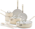 GreenPan x Bobby Flay 13 Piece Ceramic Nonstick Cookware Set, Cream White