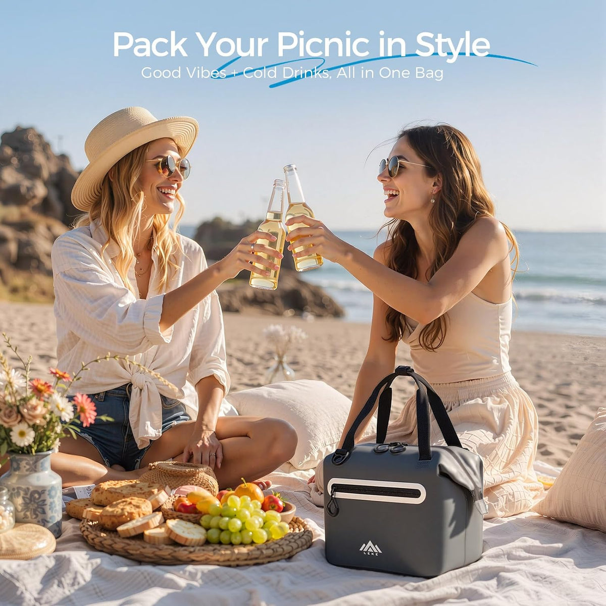 Small Soft-Sided Cooler Bag, Insulated Lunch Box, Waterproof, Leak-Proof, Portable Lunch Bag for Work, Beach, Drink, Travel, Camping, Picnic