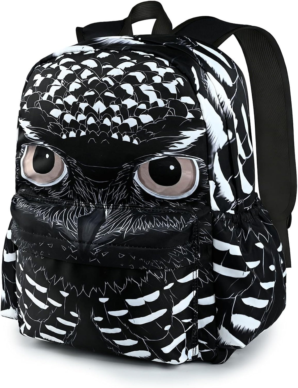 Black Owl School Backpack for Girls Boys Teens Bookbag 17 Inch Laptop Backpack for Sports Travel Camping