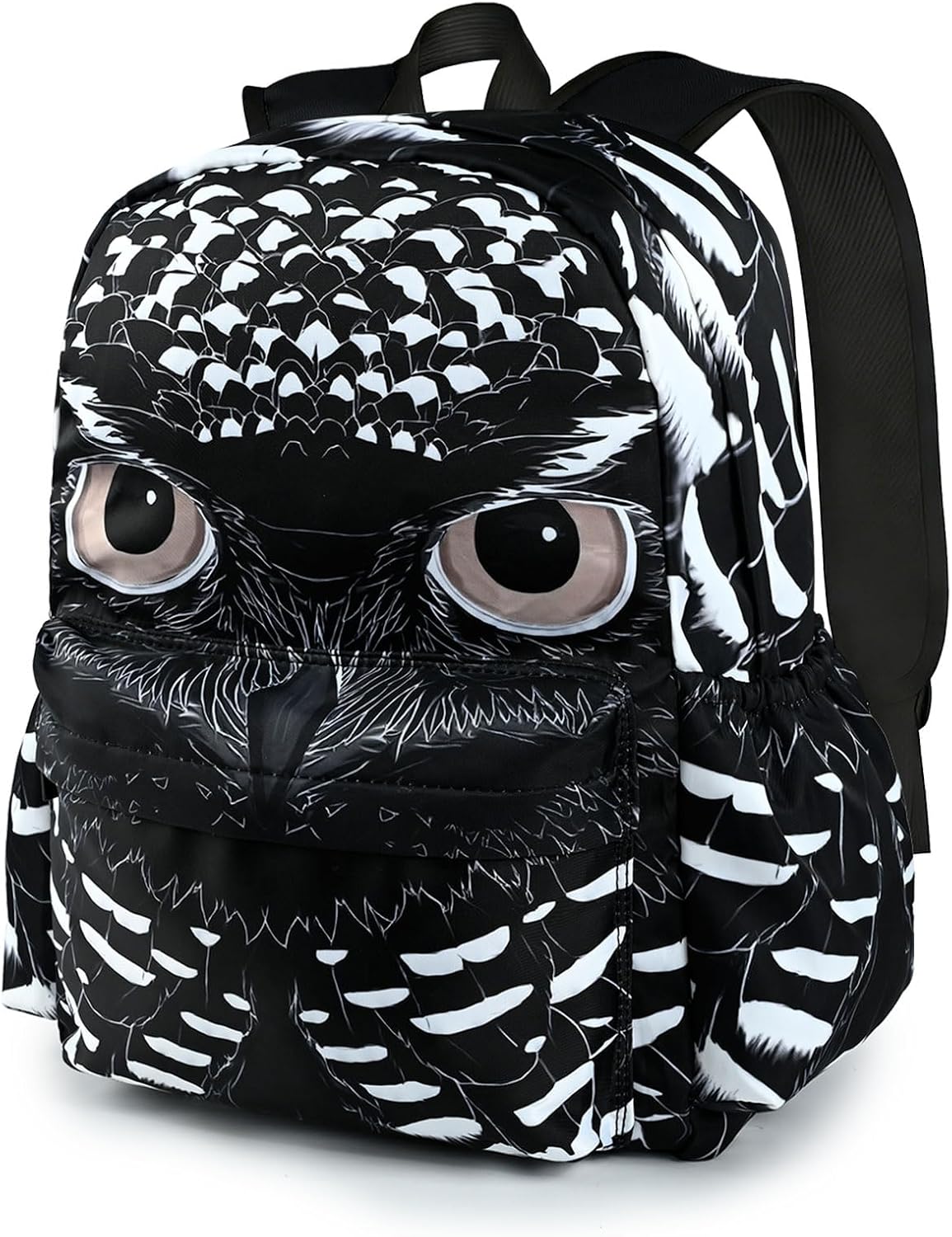 Black Owl School Backpack for Girls Boys Teens Bookbag 17 Inch Laptop Backpack for Sports Travel Camping
