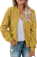 MIROL Women's Fall Fleece Bomber Jacket Trendy Sherpa Winter Coat Fuzzy Casual Long Sleeve Zip Up Loose Fit Jackets