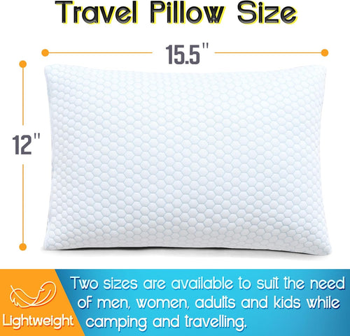 1 MIDDLE ONE Travel Pillow for Sleeping Camping, Memory Foam Small Pillow with Breathable Cover for Backpacking, Airplane, Car (15.5 X 12 Inch)