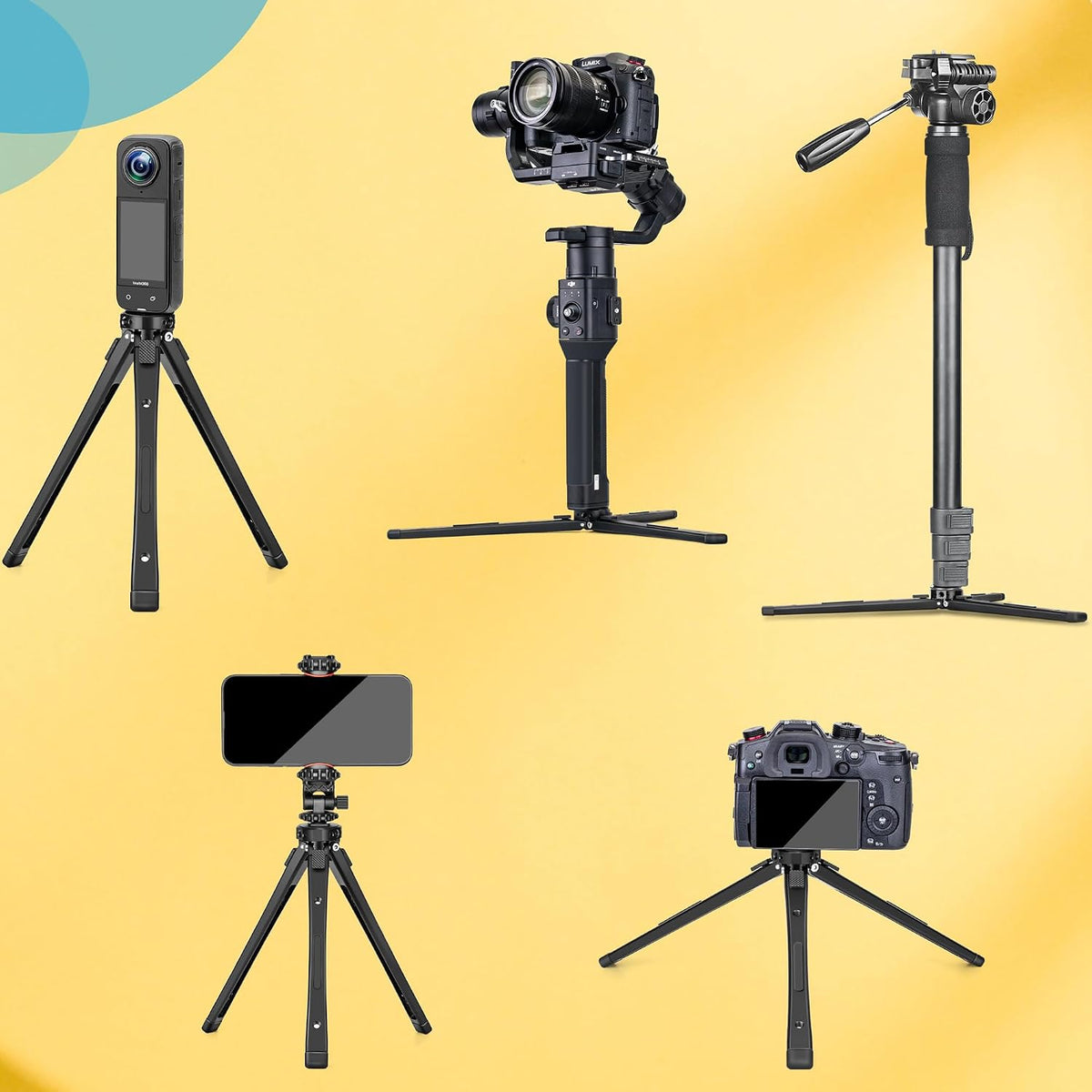 Zeadio Heavy Duty Metal Tripod Stand - Adjustable Universal Small Table Tripod for Camera, Gimbal, Action Cam, Camcorder, Microphone, LED Light, etc(40kg/88lb Load)