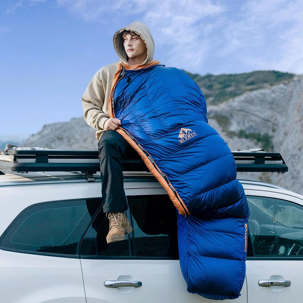 Down Backpacking Sleeping Bag.Cold Weather Sleeping Bag 30°F 20°F 10°F (Multiple Temperature Options), XL Large 4 Season Sleeping Bag for Adults Camping Hiking Mountaineering
