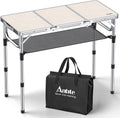 Anbte 3ft Folding Camping Table, 3 Adjustable Height Max 27.5", Silver