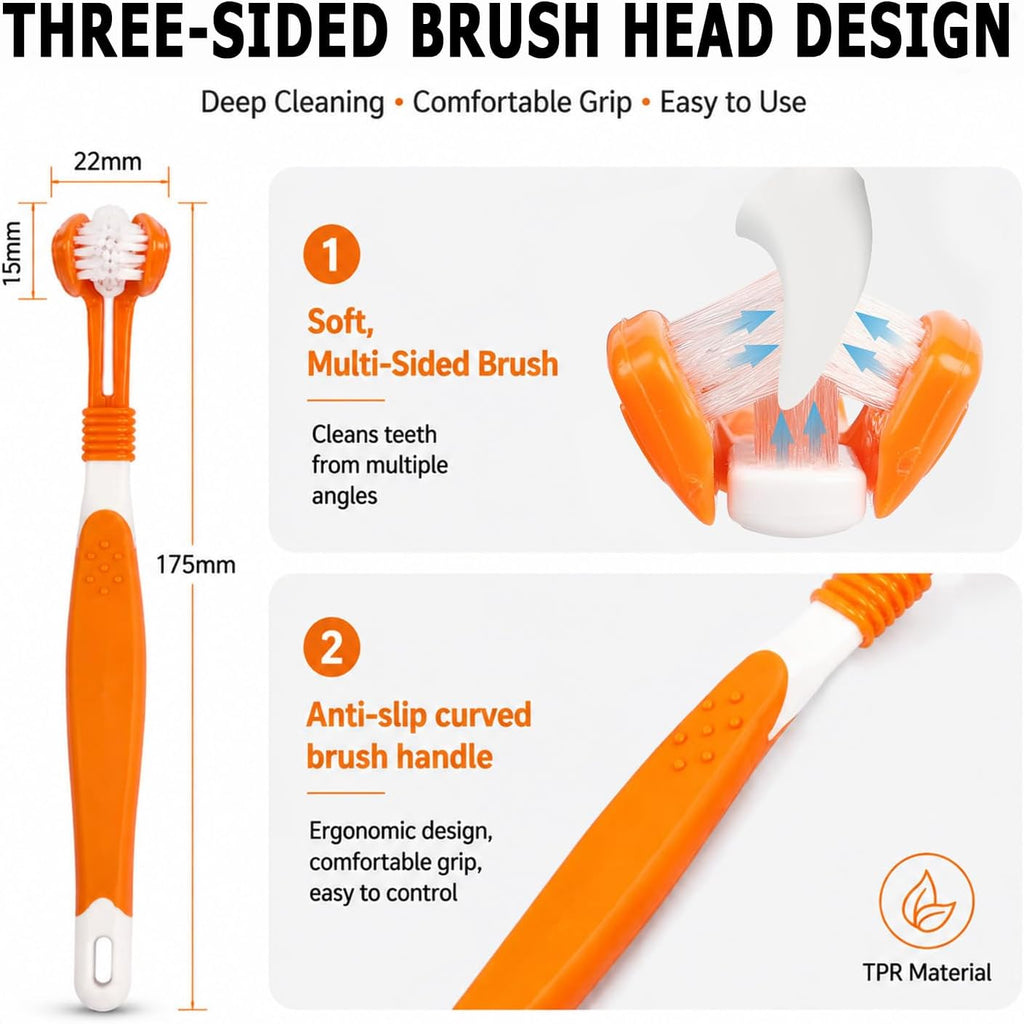 Dog Tooth Brushing Kit for Teeth Cleaning – Beef Toothpaste, Brush & 50 Finger Wipes