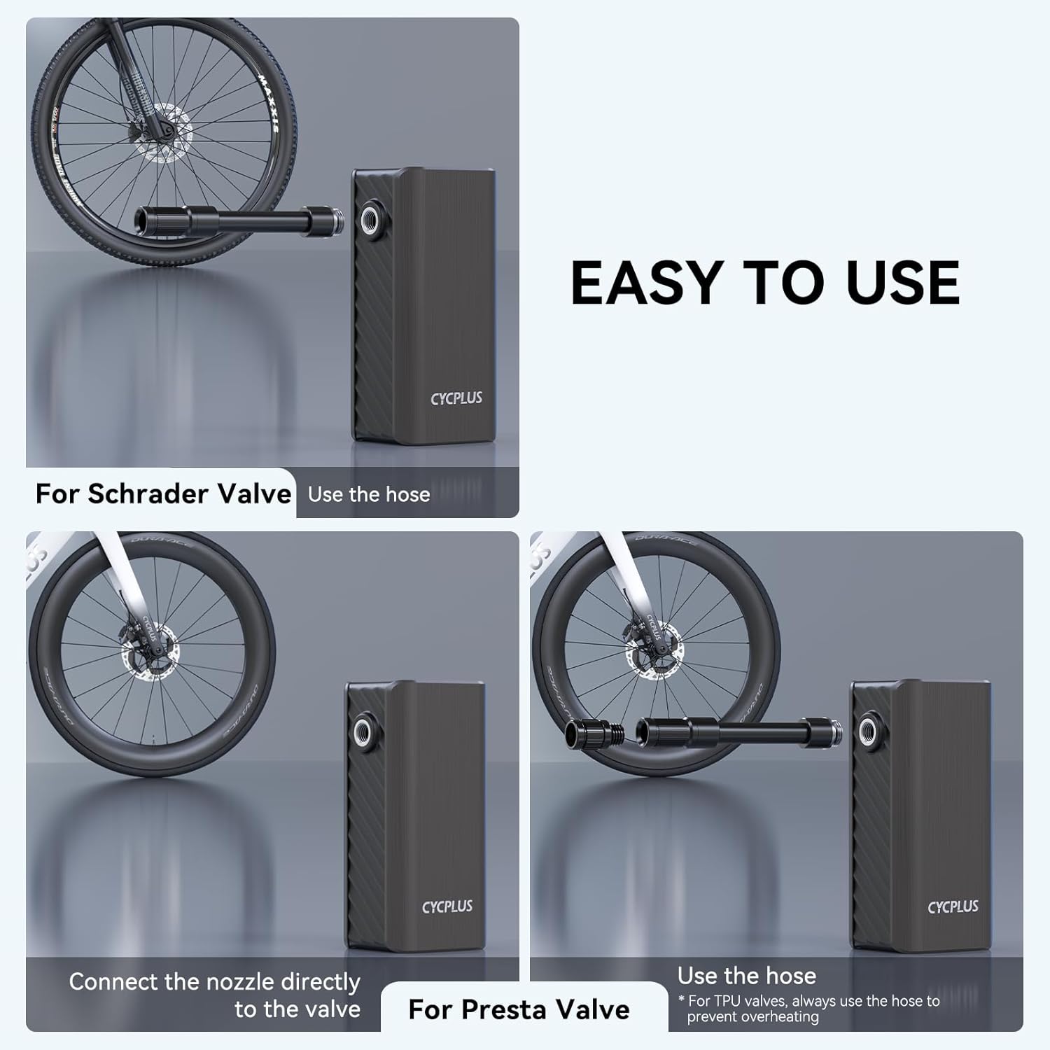 CYCPLUS Electric Bike Pump, A3Mini, 120 PSI, Brushless Motor, with Display