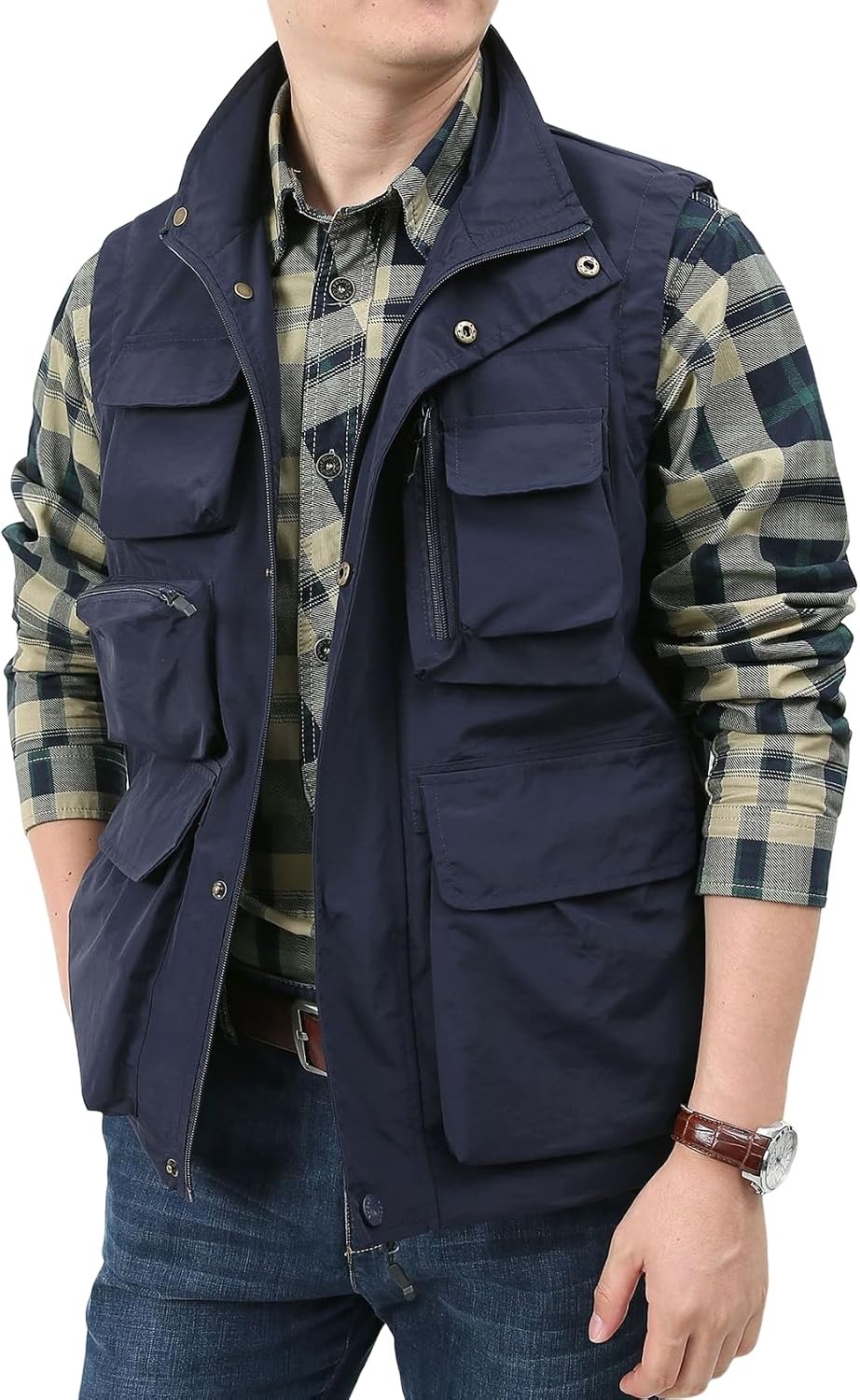 Yimoon Mens Utility Fishing Vest Lightweight Safari Cargo Vest
