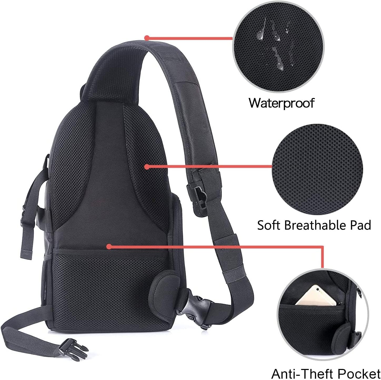 MOSISO Camera Sling Bag, Photography Shoulder Bag Compact Camera Backpack