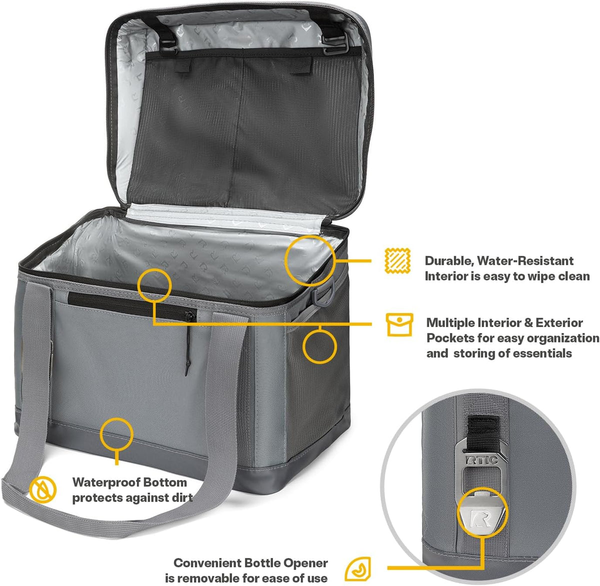 RTIC Everyday Cooler, Soft Sided Portable Insulated Cooling for Lunch, Beach, Drink, Beverage, Travel, Camping, Picnic, for Men and Women