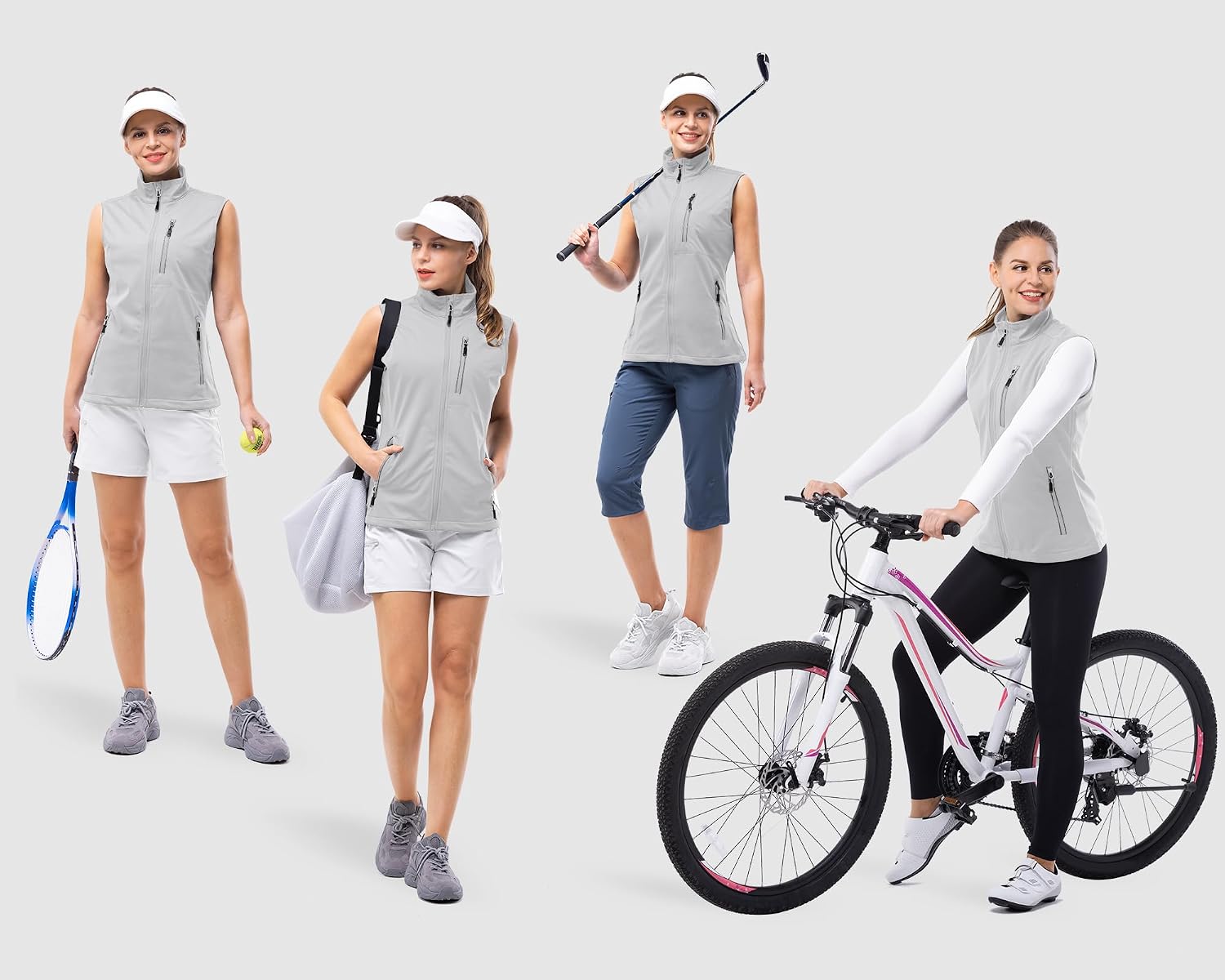 33,000ft Women's Lightweight Running Vest with 6 Pockets for Travel Golf