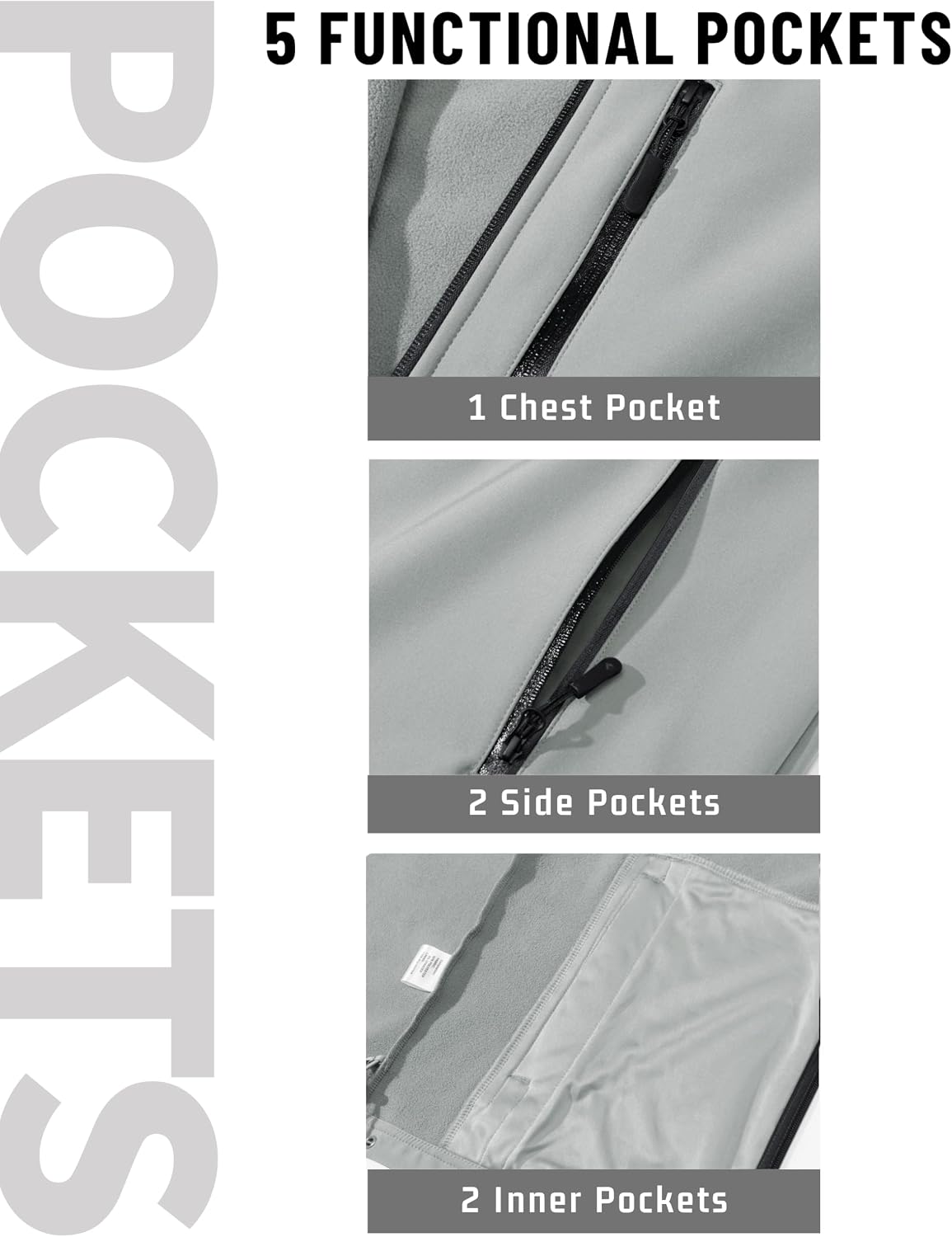 TACVASEN Mens Hooded Fleece Lined Waterproof Softshell Jacket Lightweight