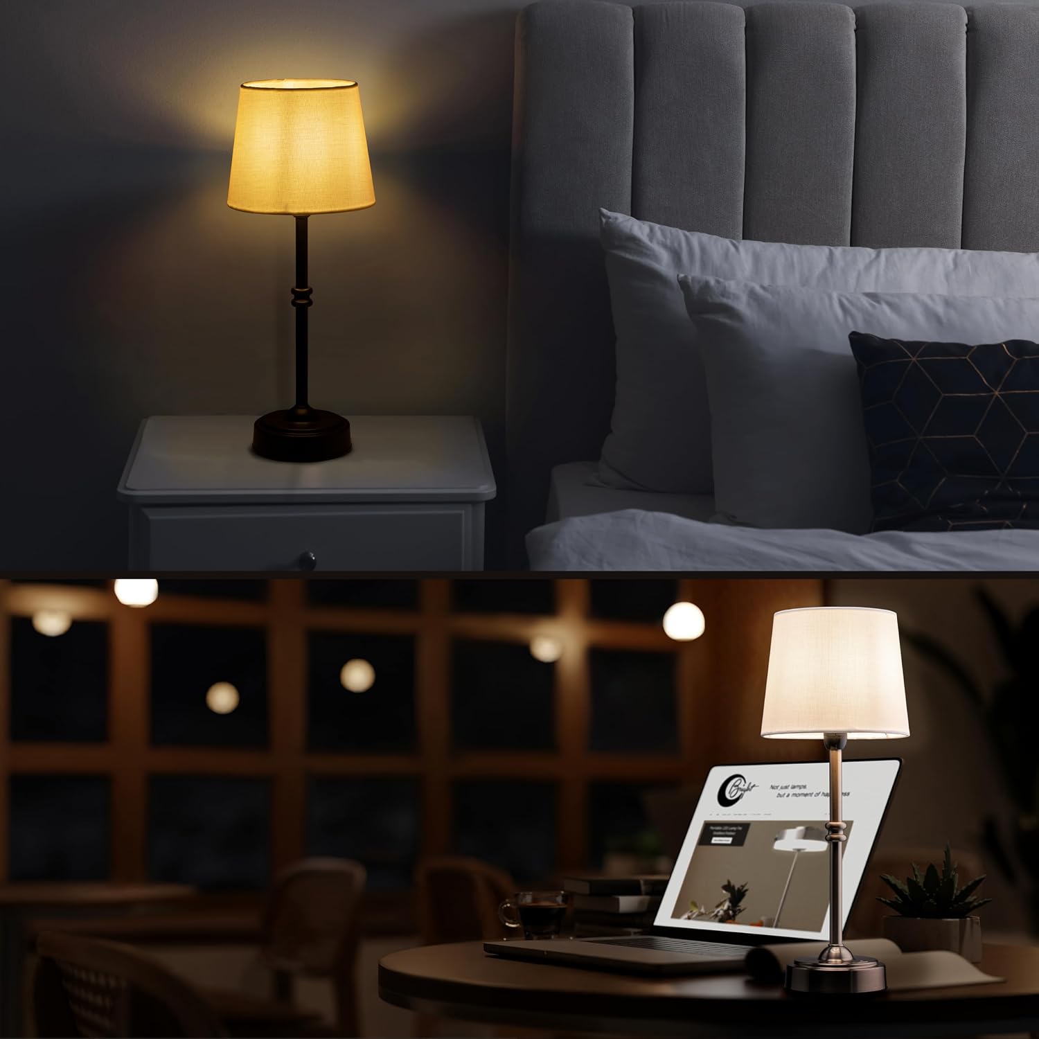 O'Bright Seraph Cordless Rechargeable LED Table Lamp, Brushed Nickel