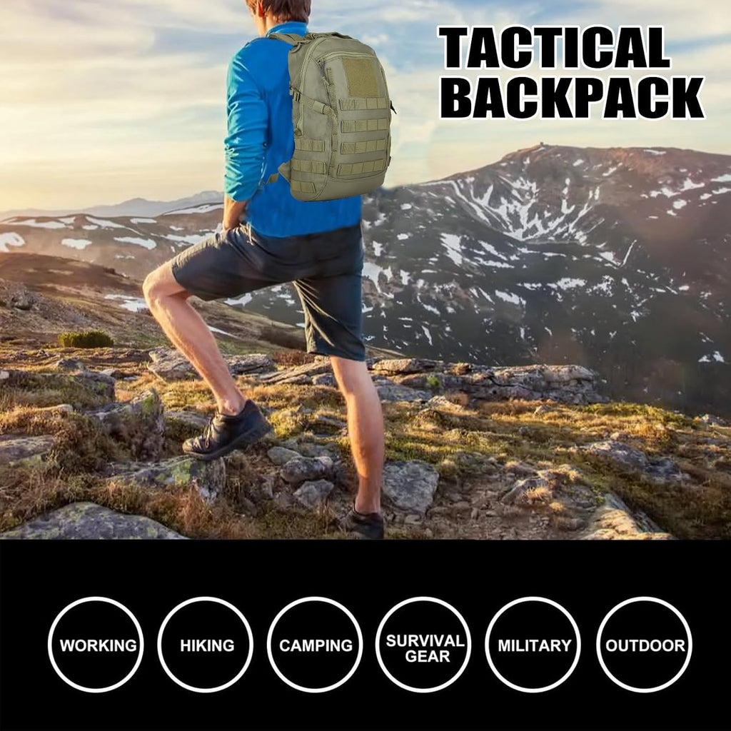 Small Tactical Hiking Backpack, 12L MOLLE Bookbag Daypack for Travel