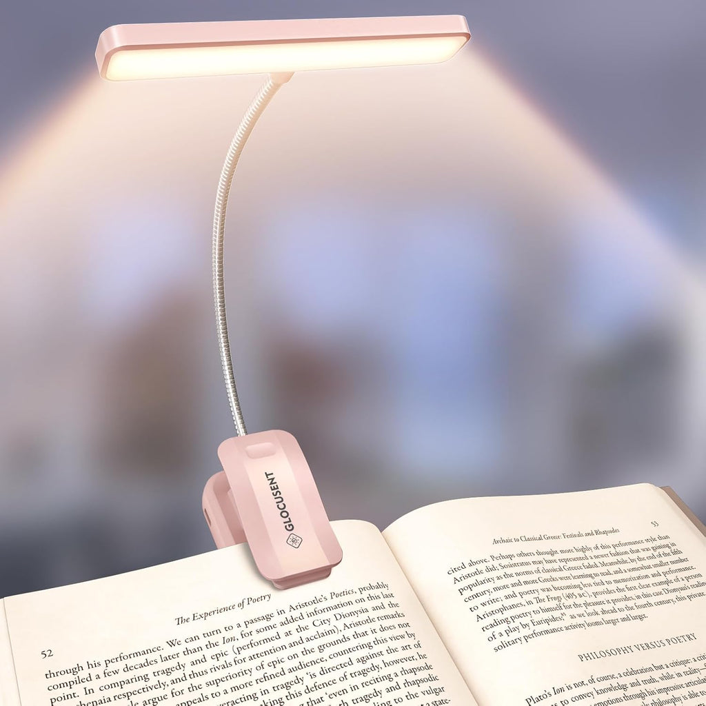 Glocusent 630nm Red Light Reading Light, 26 LED Zero Blue Light Book Lamp