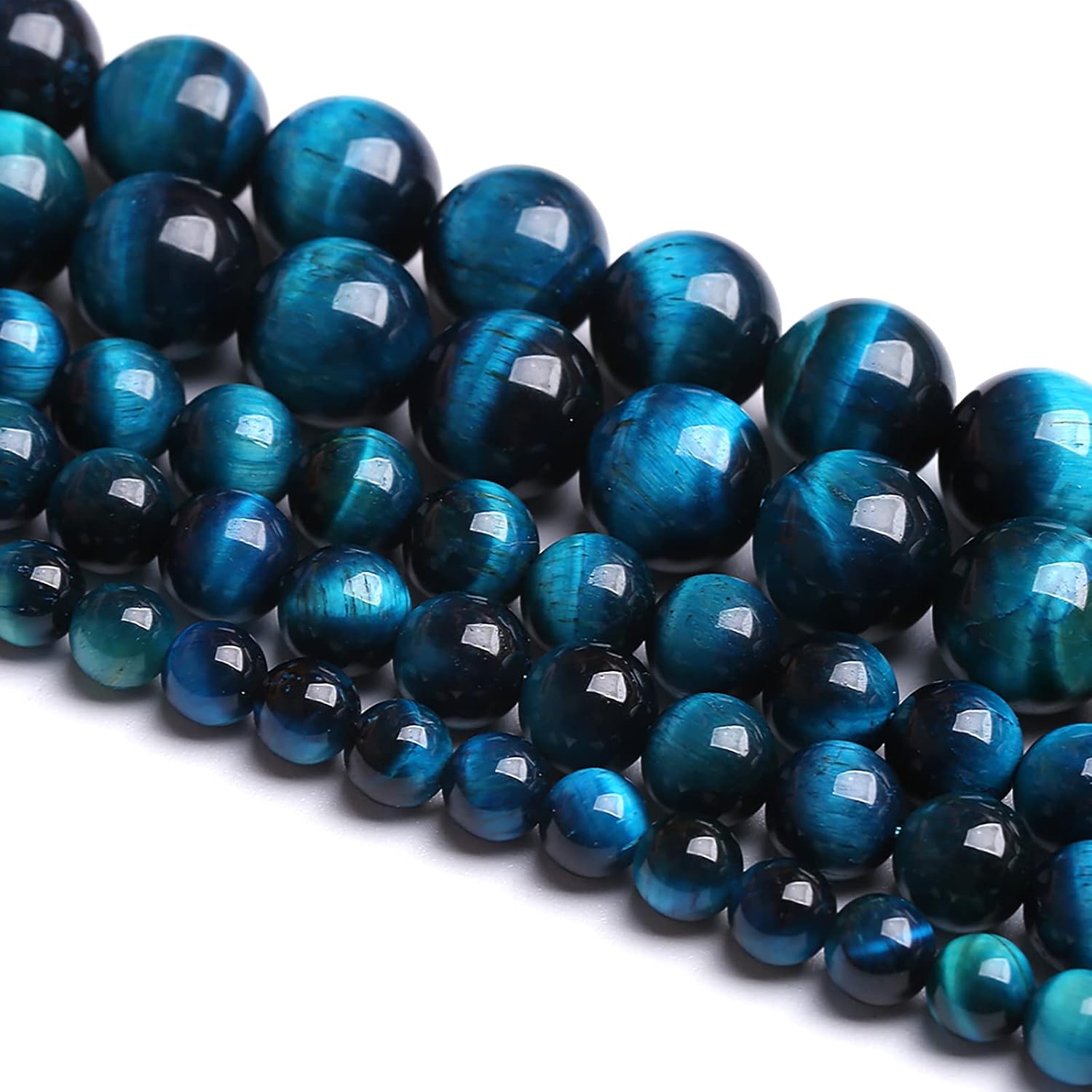 90PCS 8MM Blue Tiger Eye Beads Natural Stone Gemstone Spacer Loose Beads for Jewelry Making DIY Bracelet Semi Precious Beads Strand 2 Strands