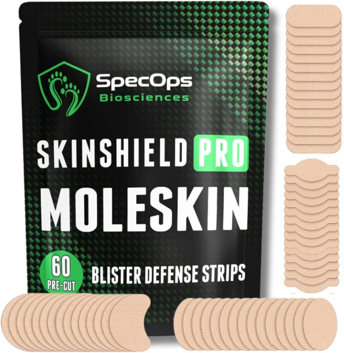 SpecOps Biosciences 60 Strips Thin Athletic Moleskin | Hiking & Running